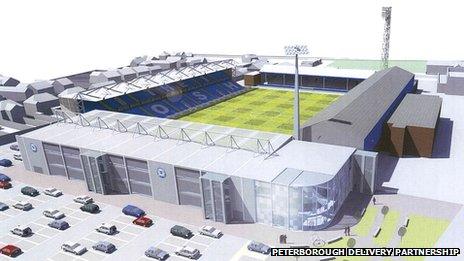 Artist's impression of new London Road stadium, Peterborough