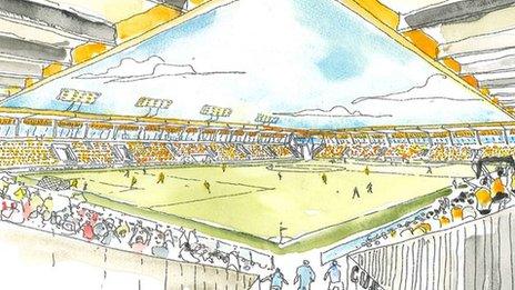 Artist's sketch of proposed new Cambridge United stadium