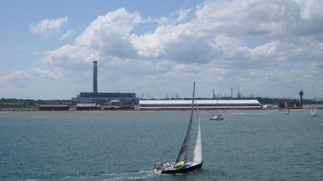 Fawley Power Station seen from Southampton Water