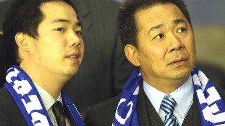 Leicester City vice-chairman Aiyawatt Raksriaksorn (left) and Vichai Raksriaksorn