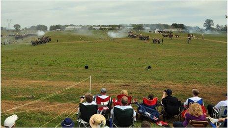 Re-enactors on the field