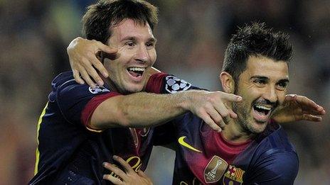 Lionel Messi (left) and David Villa