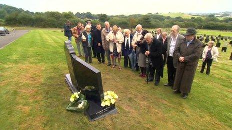 Unveiling of headstone at Sir Jimmy Savile's grave in Scarborough