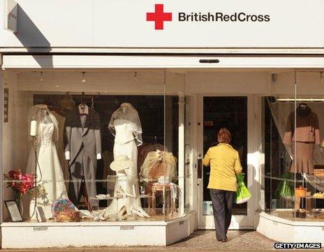 British Red Cross charity shop that specialises in wedding gear