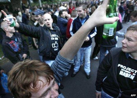 Revellers gather in Haren, 21 September