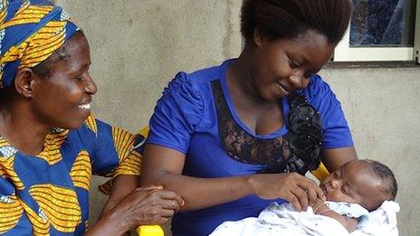 Affiong with her baby and mother