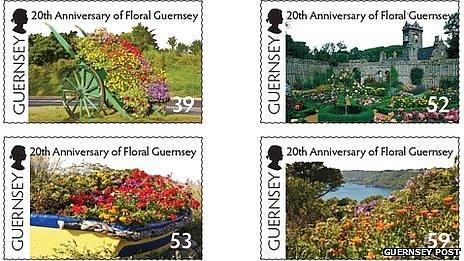 Floral Guernsey stamps