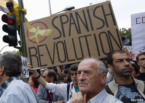 Anti-austerity protesters in Madrid, 25 September