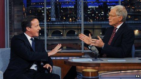 David Cameron talks to David Letterman