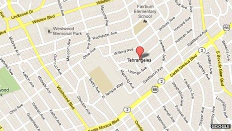 Google map showing Tehrangeles