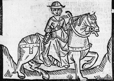 Woodcut of the wife of Bath