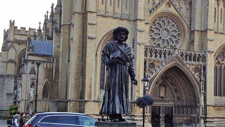 Statue commemorating Rajah Rammohun Roy outside Bristol Cathedral