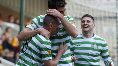 Celtic celebrate at Fir Park