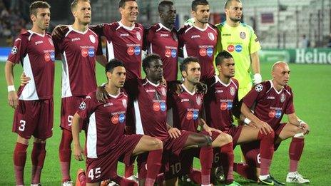 Cluj-Napoca pictured before their Champions League game at Braga