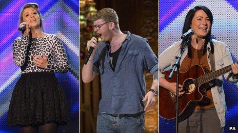 X Factor finalists Ella Henderson, James Arthur and Lucy Spraggan