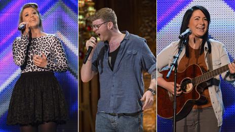 X Factor finalists Ella Henderson, James Arthur and Lucy Spraggan