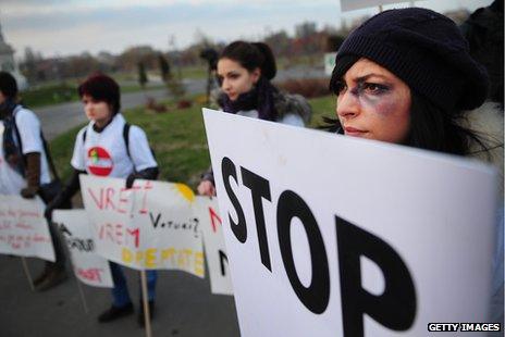 Protest against domestic violence in Romania