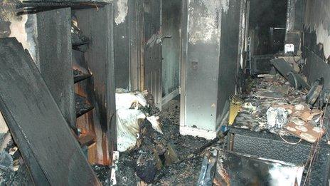 Fire-damaged converted garage in Redbridge