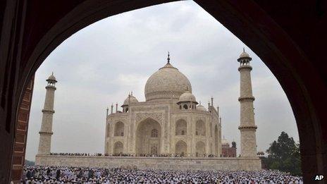 The original Taj Mahal in the Indian city of Agra