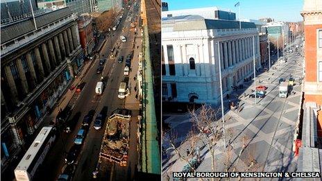 Exhibition Road, London, before and after development