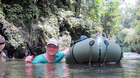 Will Millard up to chest in river