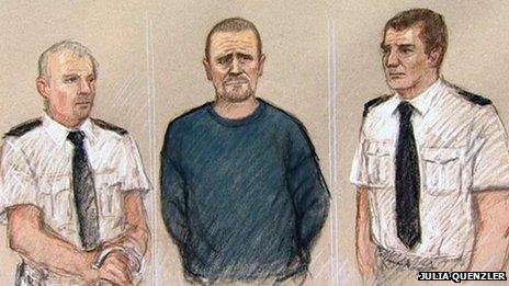 Mark Bridger appeared in the dock wearing a blue jumper