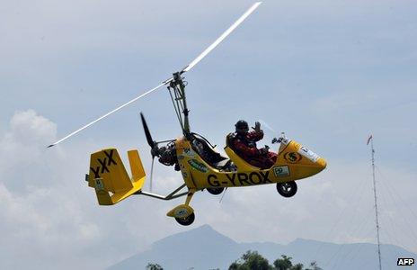 Norman Surplus in his Gyrocopter