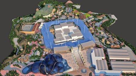 Computer-generated image of proposed entertainment resort