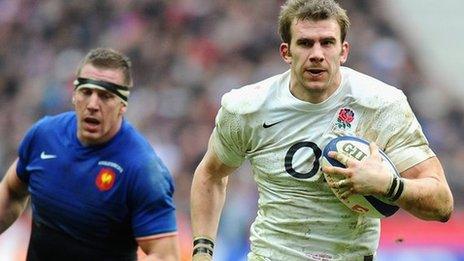 Tom Croft in action against France