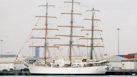 The Libertad docked at the port of Tema, outside Accra, Ghana