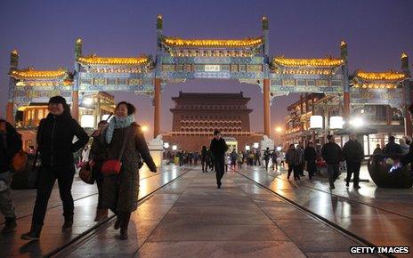 Shoppers in Beijing