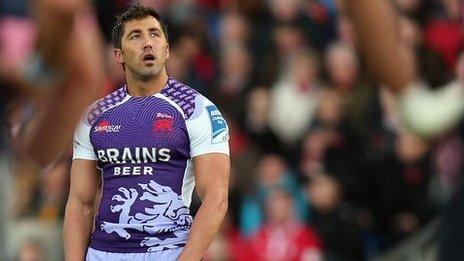 Gavin Henson fixes his gaze on the goalposts as London Welsh lose 68-19 to Stade Francais in the Amlin Challenge Cup in Oxford