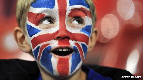 Boy in union flag facepaint