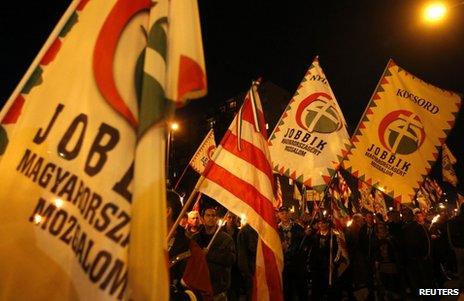 Jobbik supporters rally in Miskolc, 17 October