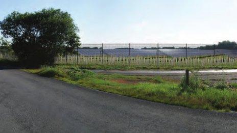 Artist's impression of solar panel farm, Great Glemham