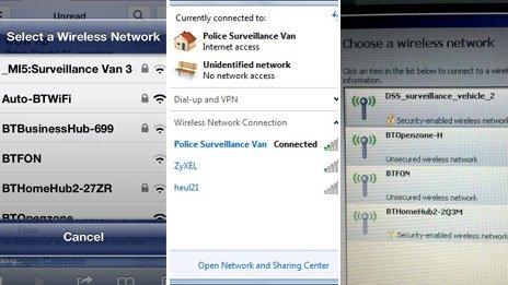 Surveillance wifi: MI5 Surveillance Van, Police Surveillance Van, DSS_surveillance_vehicle