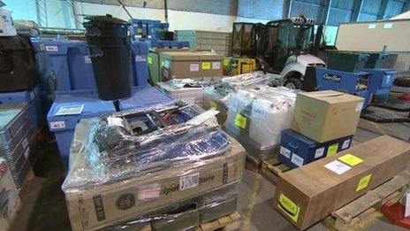 Inside the UK Aid warehouse at Cotswold Airport