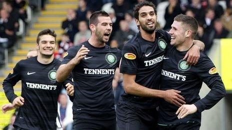 Celtic players celebrating