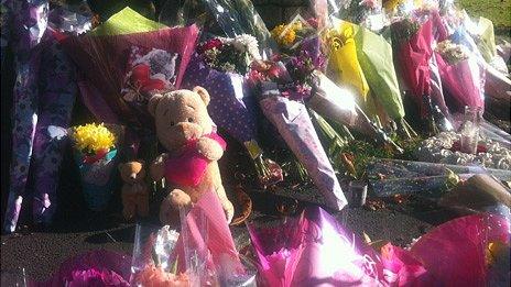Flowers left near Ely fire station on Sunday