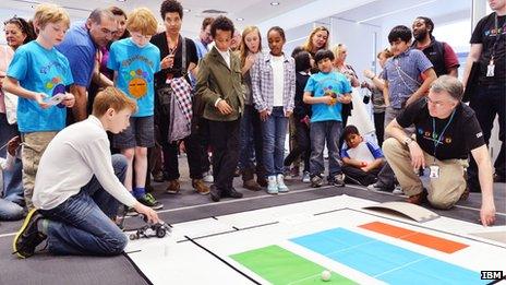 IBM volunteers running the annual IBM Robo-Challenge with Lambeth Primary Schools