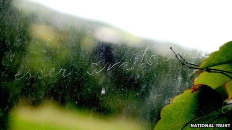 Window pane graffiti at Penrhyn Castle