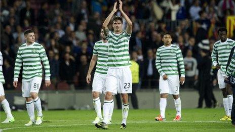 Celtic lost to an injury-time goal at the Nou Camp