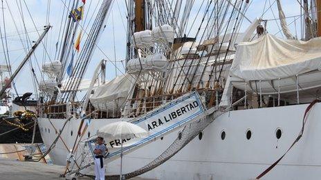 The Libertad at the port at Tema, outside Accra, Ghana