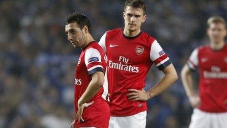 Arsenal pair Santi Cazorla (left) and Aarom Ramsey