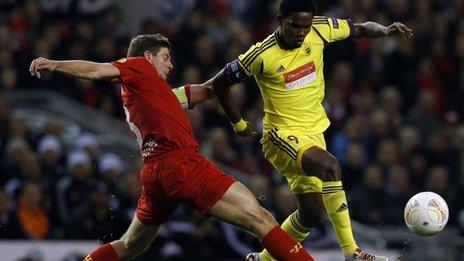 Liverpool's Steven Gerrard (left) and Anzhi Makhachkala's Samuel Eto'o