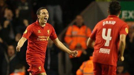 Stuart Downing scores the winner in the 1-0 over Anzhi Makhachkala