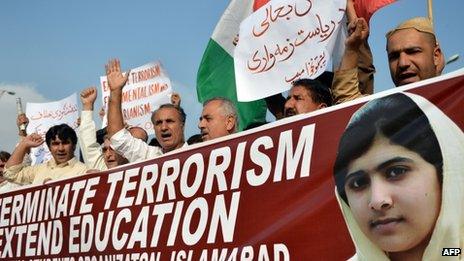 Demonstration against the attempted murder of Malala Yousafzai in Islamabad