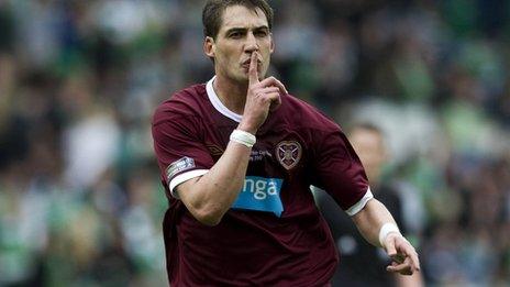 Rudi Skacel celebrates with Hearts