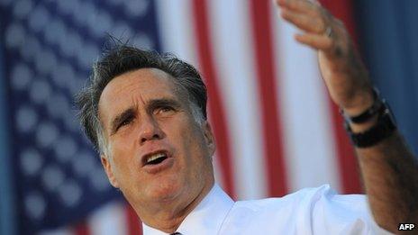 Republican presidential candidate Mitt Romney in Worthington, Ohio 25 October 2012