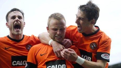 Dundee United players celebrating